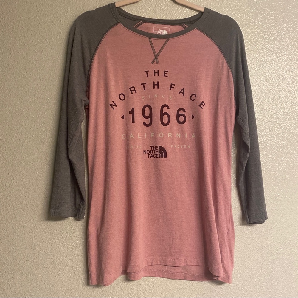 North Face Pink and Gray Henley Shirt size M